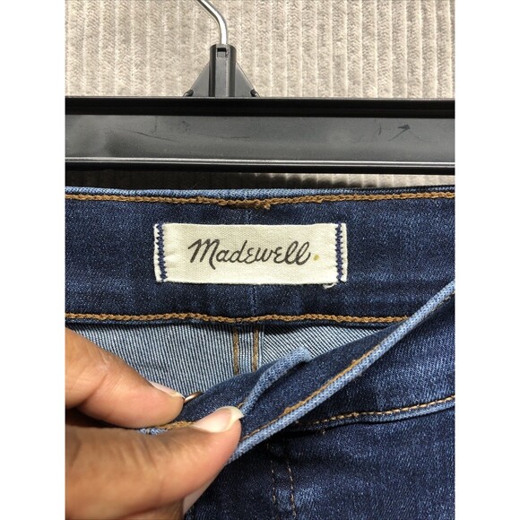 Madewell Denim Jeans Size 35T 10"High Rise Skinny Dark Distressed - Picture 5 of 16